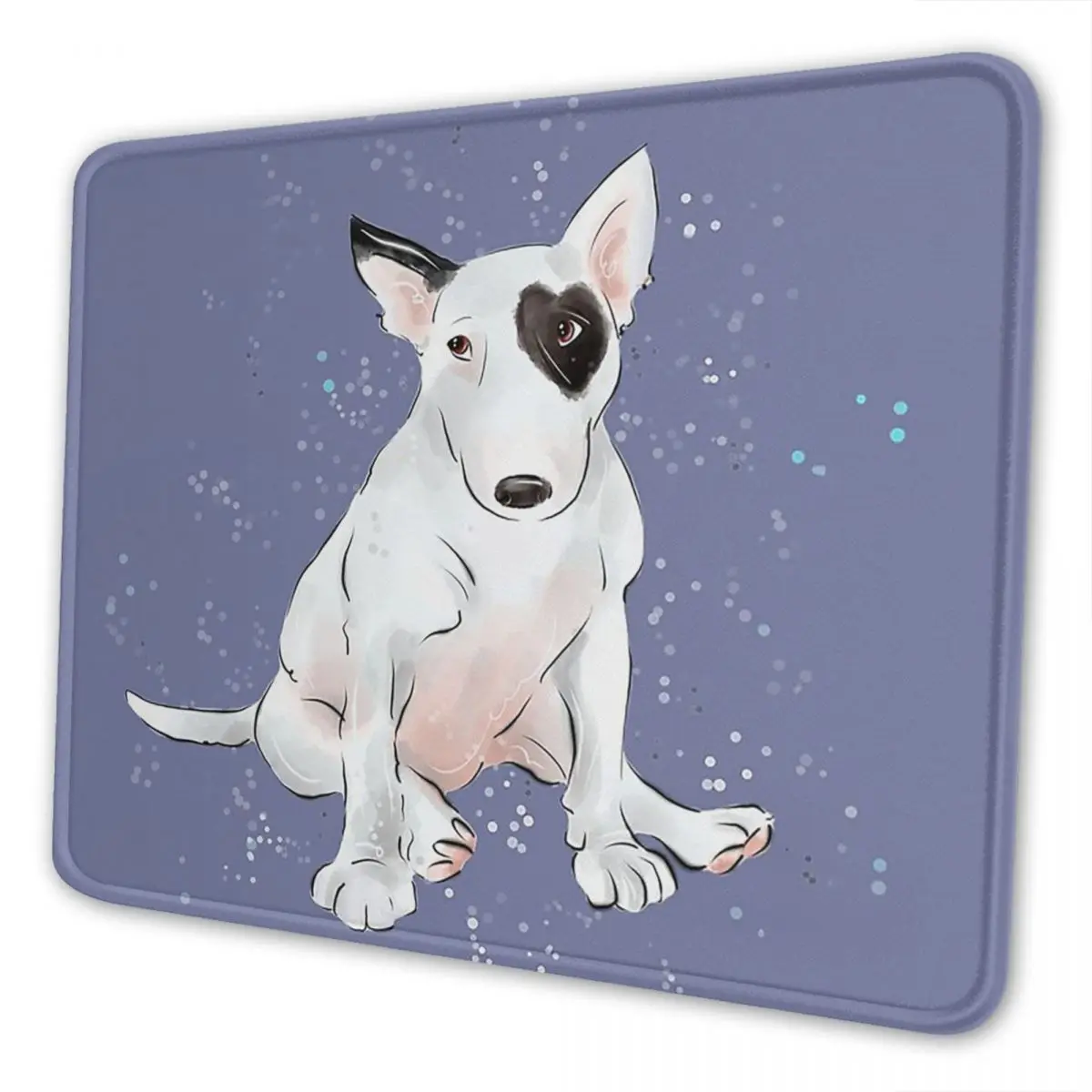 Английский коврик для мыши с рисунком собаки Бультерьера фиксирующимся краем