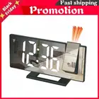 Цифровой светодиодный Будильник с проекцией температуры и влажности, 2021 светодиодов, зеркальные часы, многофункциональный прикроватный дисплей времени