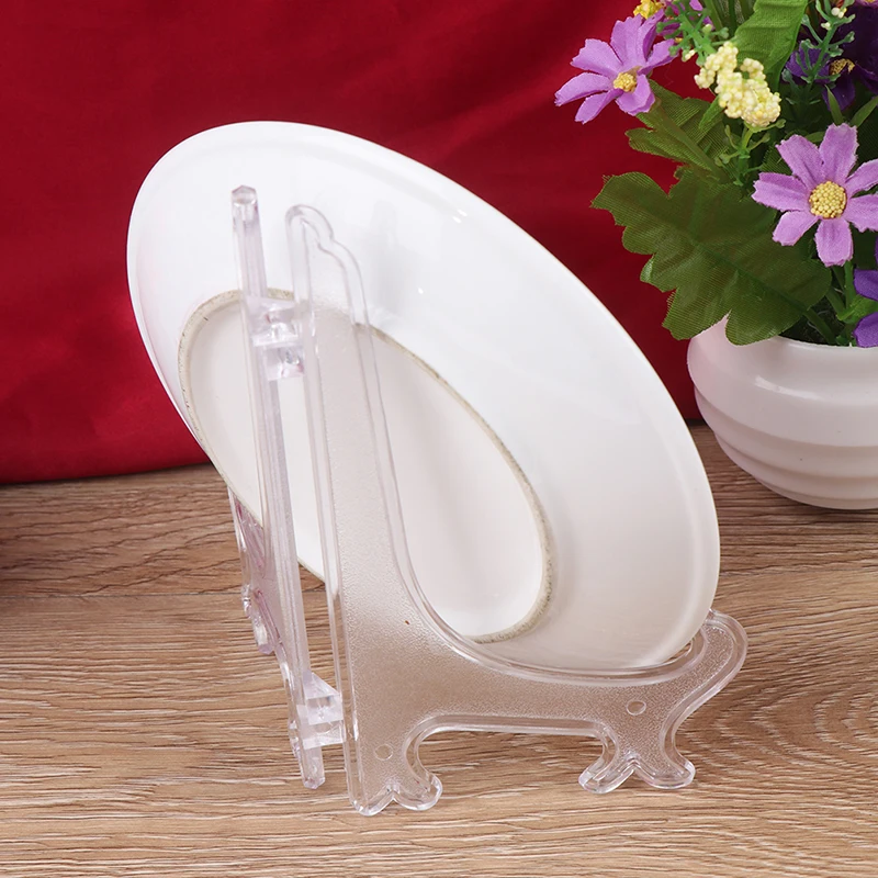 2 шт. прозрачные пластиковые подставки для тарелок подставка дисплея рамка