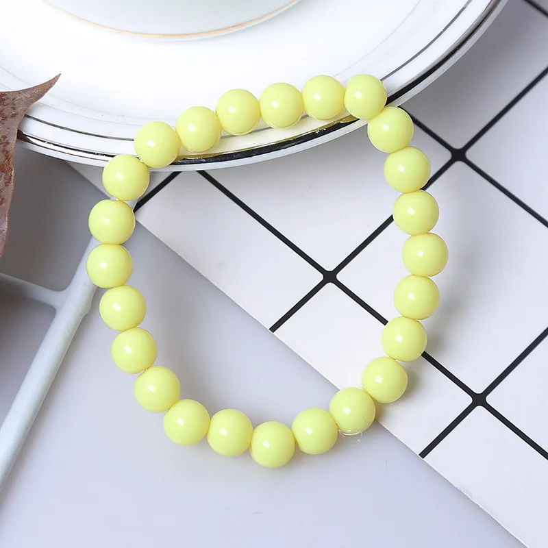 Акриловые детские браслеты с бусинами для женщин модный однотонный браслет из