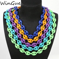 neon enamel coffee bean necklaces for women chunky statement colorful chain choker necklace vintage jewelry