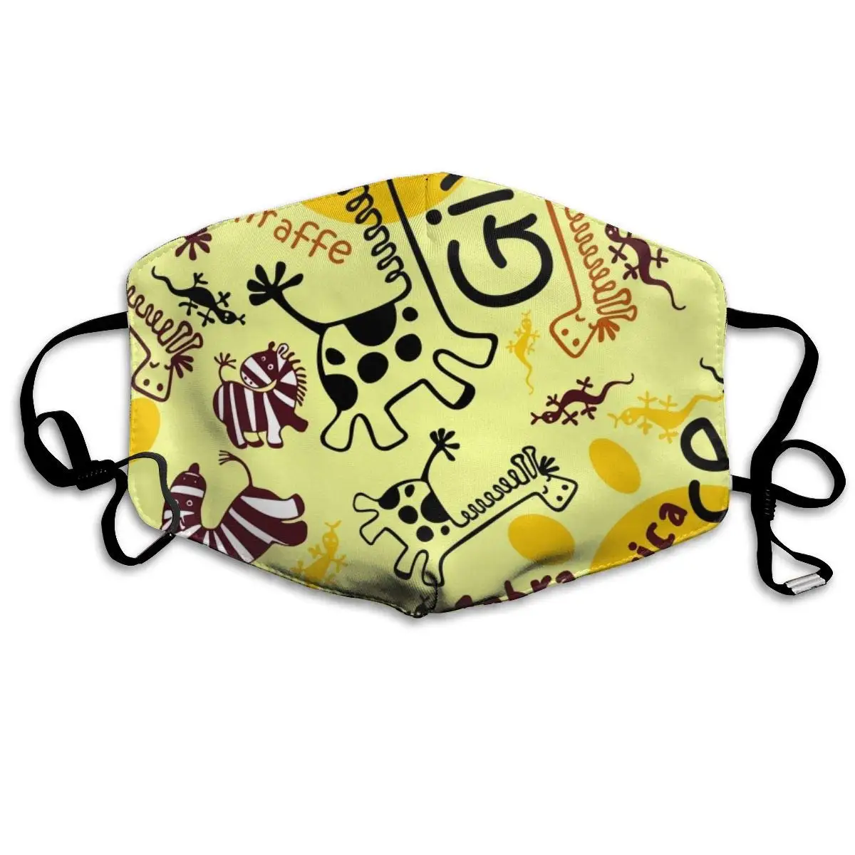 

Funny African Animals Zebra Giraffe Washable Reusable Mask, Cotton Anti Dust Half Face Mouth Mask For Kids Teens Men Women