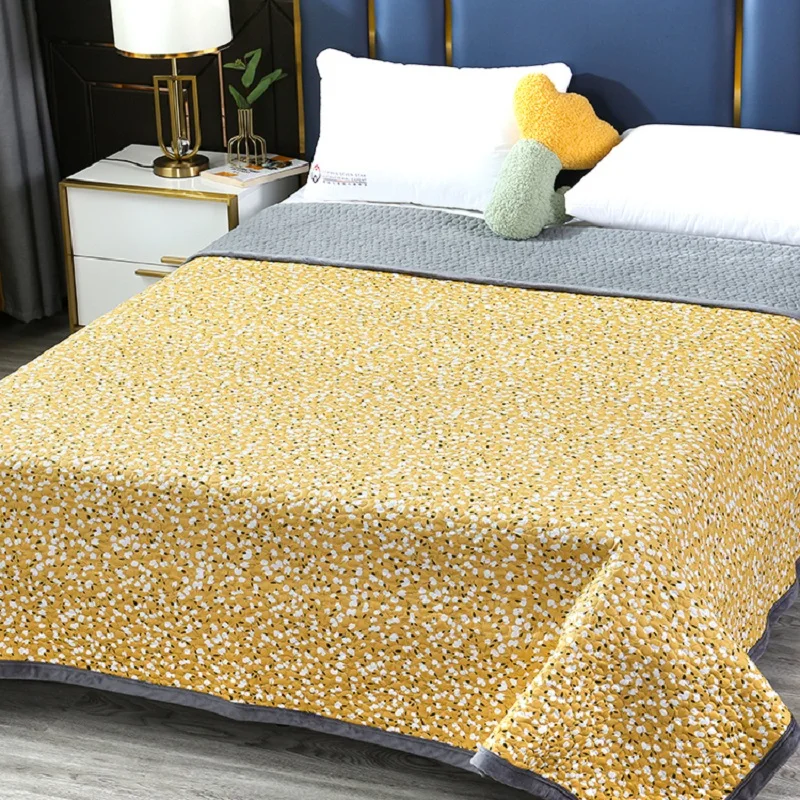 Warm Winter Quilted Bedspread Blanket Cotton Plush Quilt Coverlet Linen Floral Cubrecam Tatami Sheet Bed Cover Colcha 230*250cm