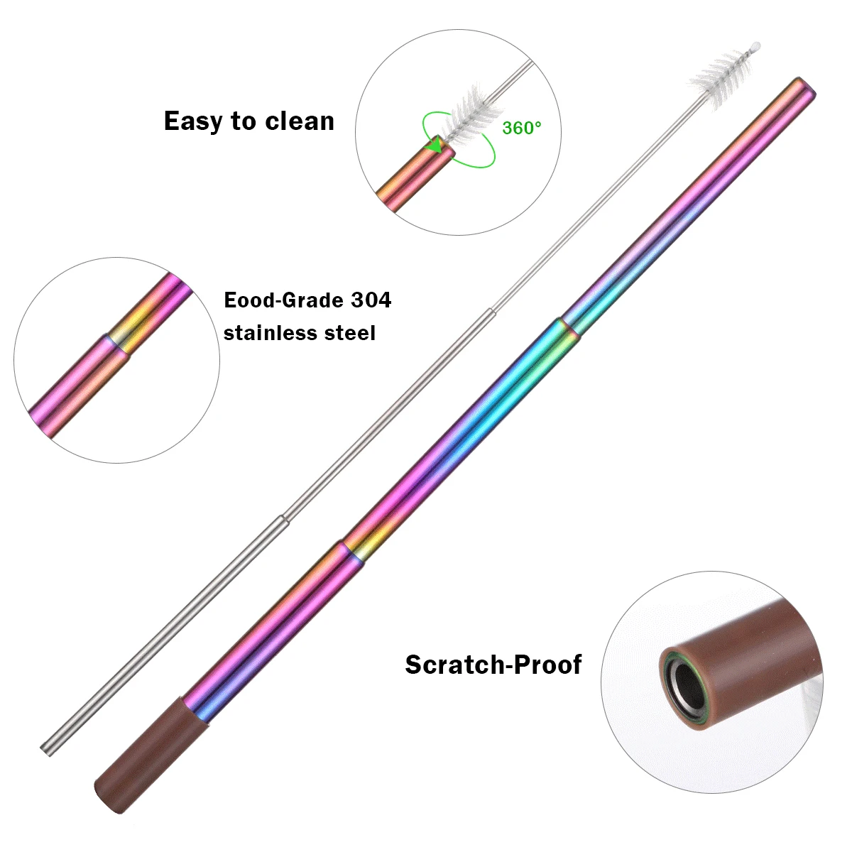 Портативный Нержавеющая сталь телескопическая соломинкой Для путешествий