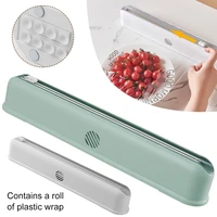 wall mounted plastic wrap dispenser with slide cutter adjustable cling wrap dispenser with buckle kitchen accessories for food