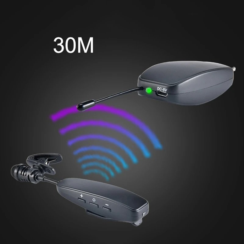 

UHF Wireless Lavalier Lapel Microphone 30M Range Voice Amplifier for Recording Video,Teaching,Meeting and Speaking