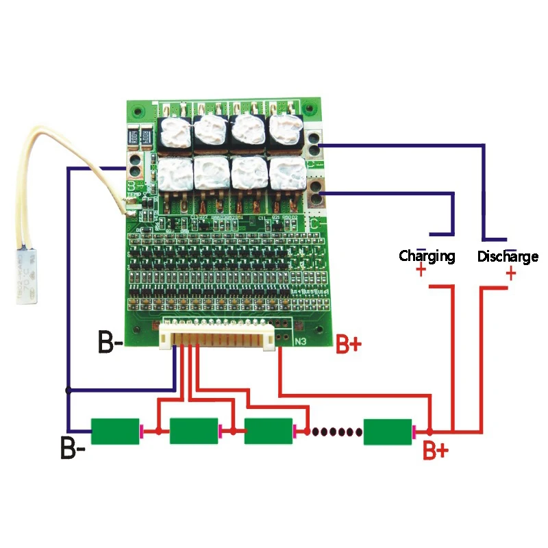 Защитная плата BMS для литий-ионных литиевых аккумуляторов 13S 60 А 48 В С балансом 18650
