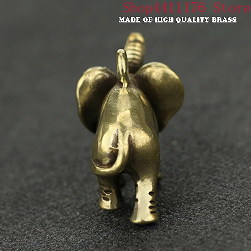 Милый латунный Африканский слон-брелок орнамент карманная скульптура животного