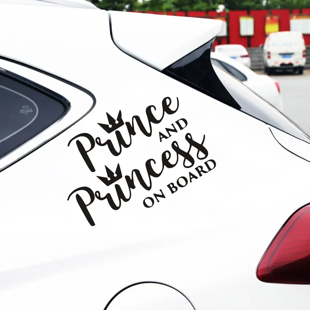 

Safety Sign Car Sticker Prince and Princess on Board Automobiles Decoration Fashion Cartoon Popular Motorhome Decals KK 15*10cm