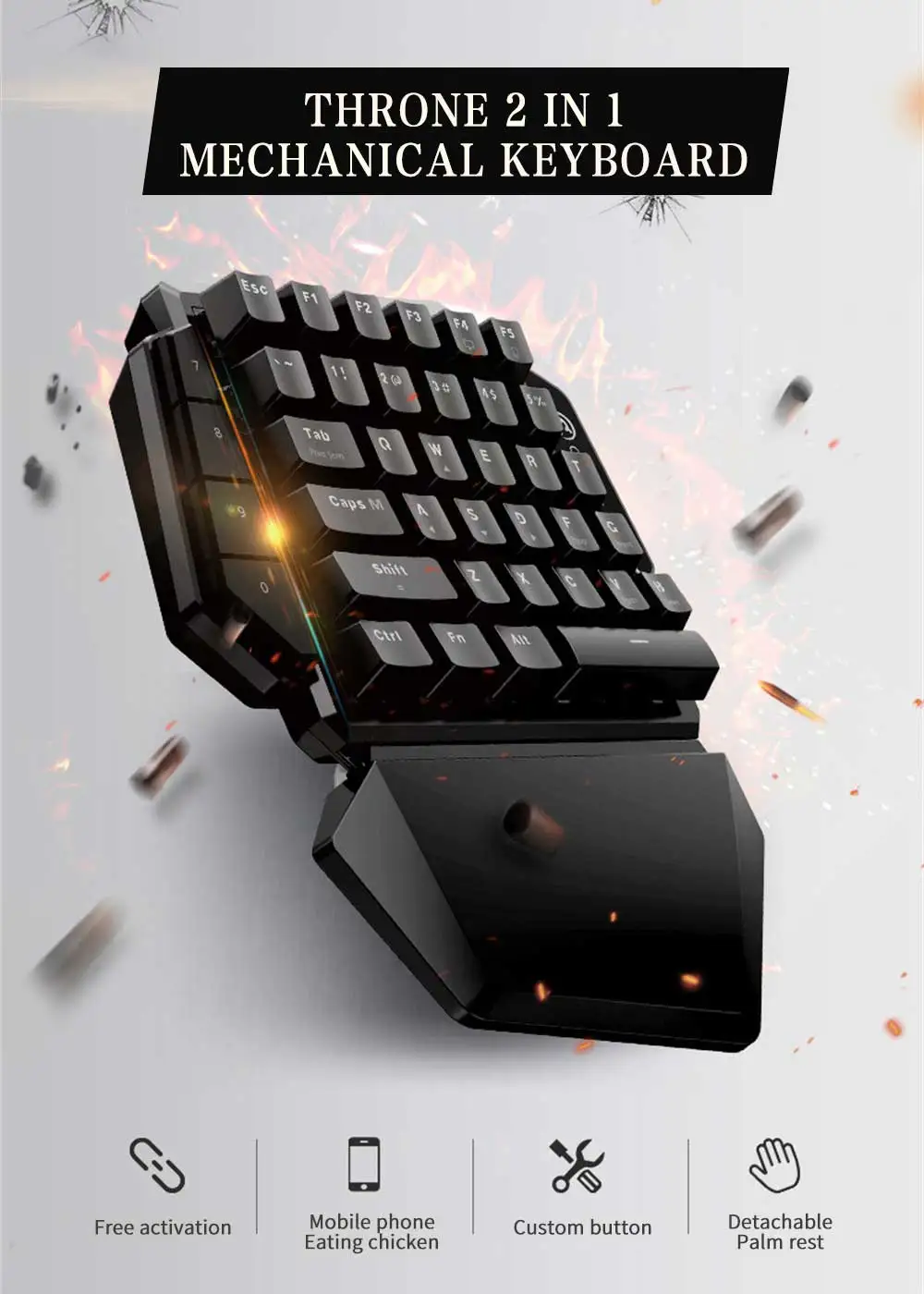 Z2 Gaming 2,4 GHz беспроводная клавиатура и мышь dpi комбинированная электронная Спортивная клавиатура с одной рукой для Android/Windows для игр PUBG FPS