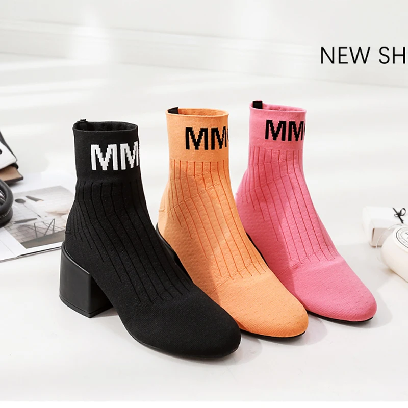 Wellwalk/ботинки с розовыми носками женские ботинки на блочном каблуке Стрейчевые