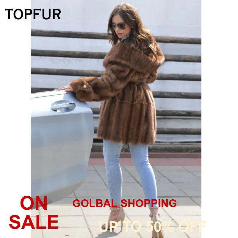 Новинка 2019 женская шуба из натурального меха норки с большим капюшоном в
