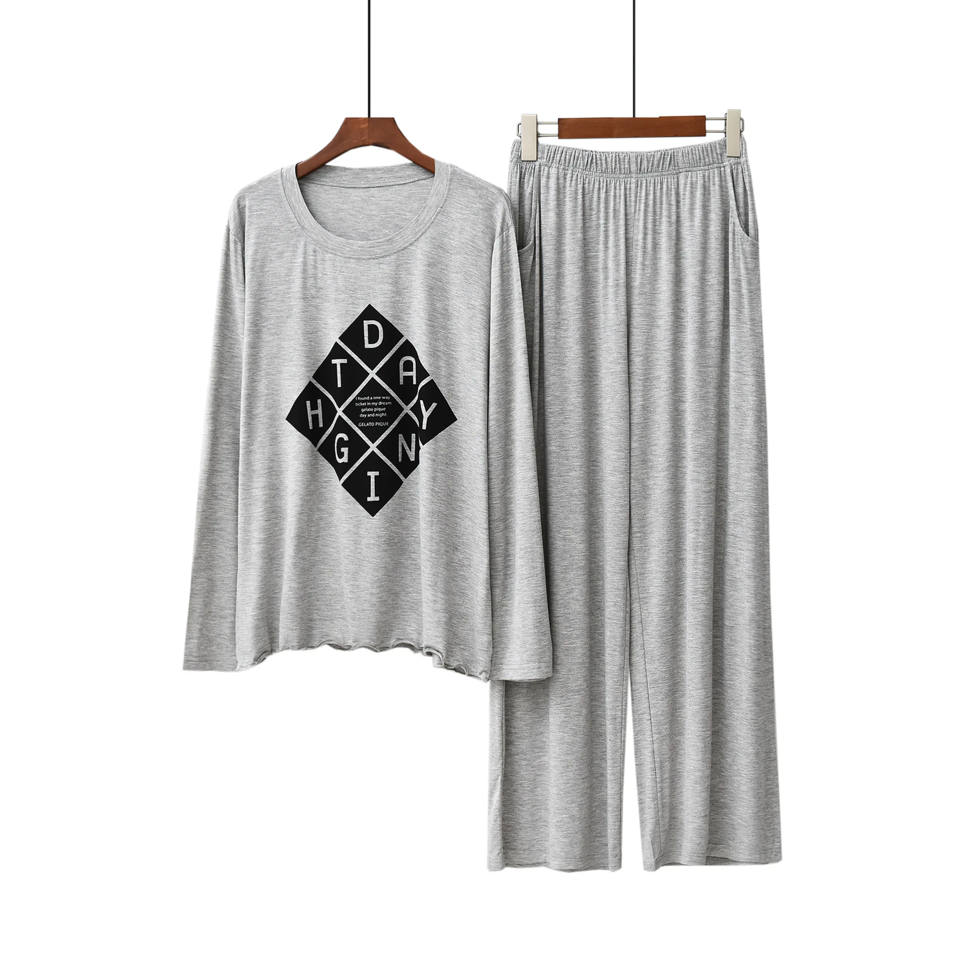 Осенняя Пижама женская новая японская однотонная пижама с длинными рукавами и