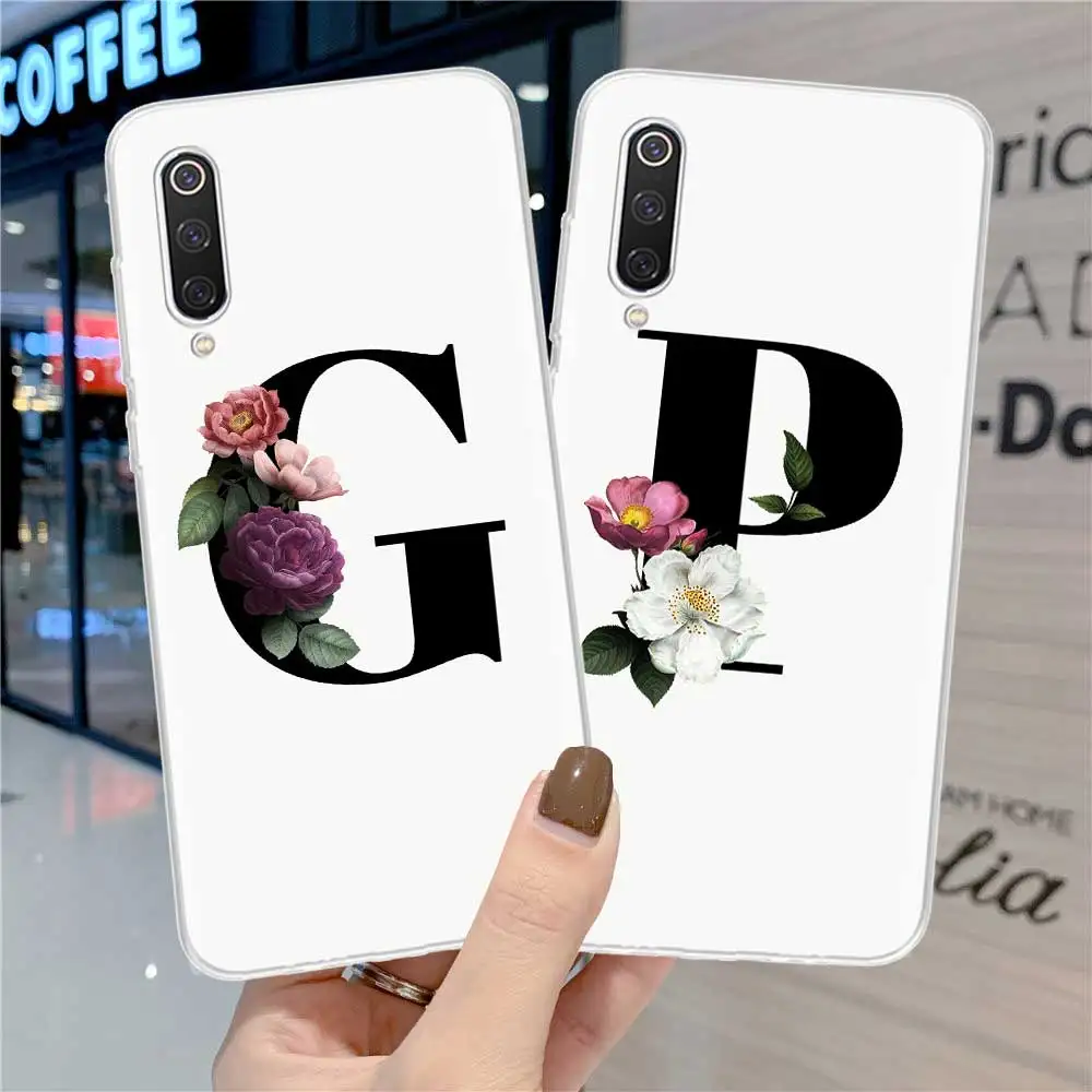 

Letter Flower For Redmi Note 9 Pro Max Cases Note5 7 8 8T Cover For Red Mi 9A 9C 9T 7A 6 S2 5 Plus Protection Coque Fundas