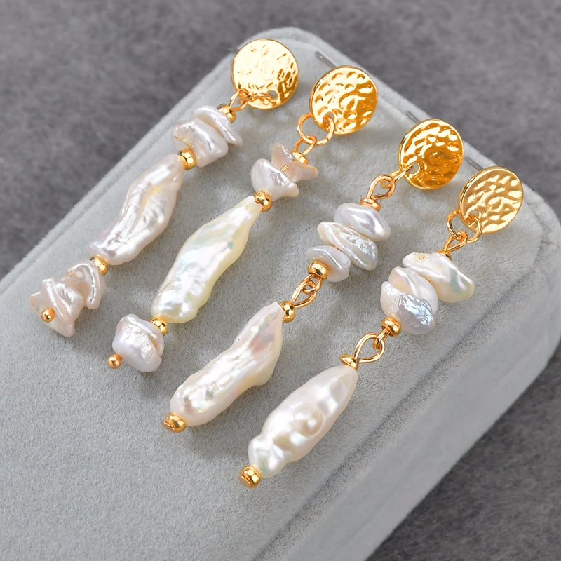 Богемные Золотые круглые массивные серьги с длинной кисточкой натуральная акоя