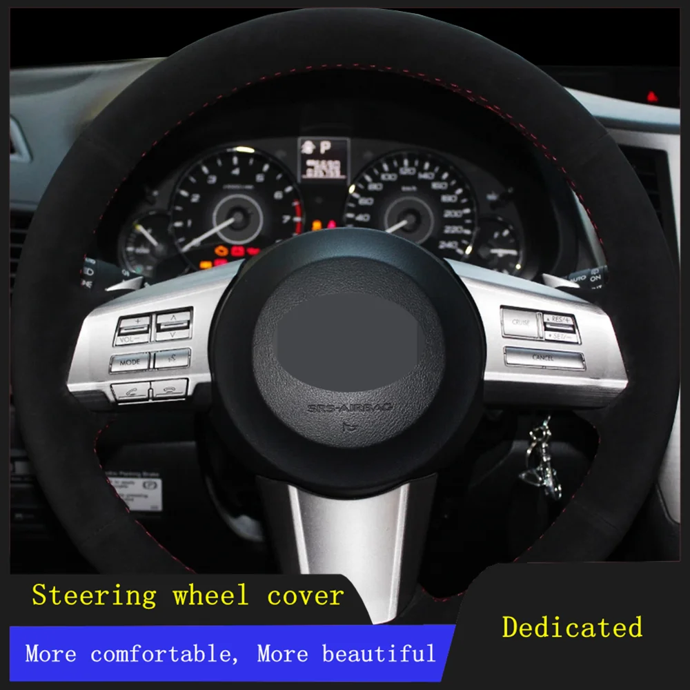 

DIY Car Accessories Steering Wheel Covers Black Hand-stitched Soft Suede Leather For Subaru Outback 2010-2012 Legacy 2009-2012