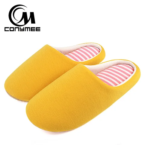 BX-RTW Yellow Обувь на плоской подошве; женские домашние тапочки; мягкая плюшевая хлопковая обувь; полосатые тапочки для спальни; зимние женские пушистые Тапочки Большой размер меховые тапочки мужчины женщины противоскользящие обувь - Цвет: BX-RTW Yellow