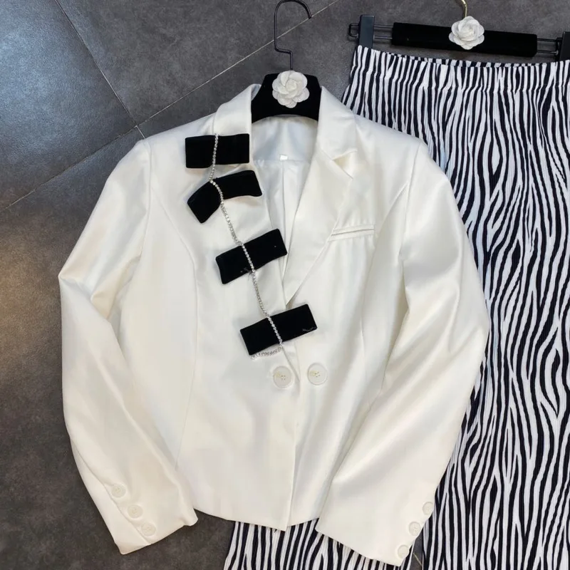 Женский костюм с бантом DEAT большой размер свободный длинным рукавом и вырезом