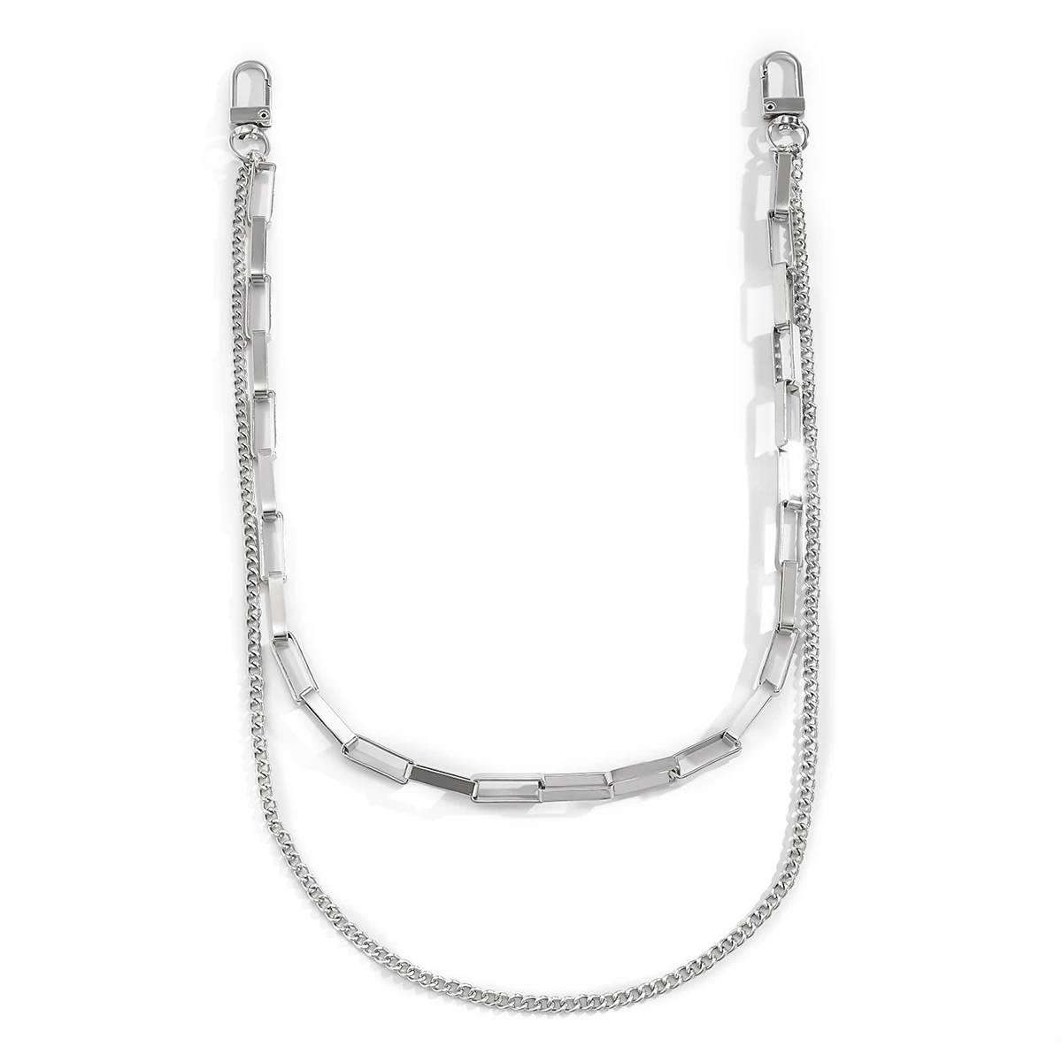 

IngeSight.Z Hip Hop Double Layered Round Circle Harness Waist Belly Chain Women Retro Silver Color Chunky Thick Belt Jewelry