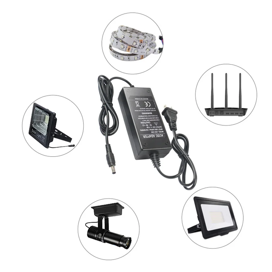 Адаптер питания для светодиодных лент 12 В постоянного тока 100-240 переменного 1 А 2 3