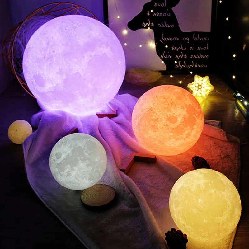 

Moon Lamp 3d Printing Led Night Light For Kids Atmosphere Moonlight Usb Rechargeable For Home Decoration As Gifts New 2022