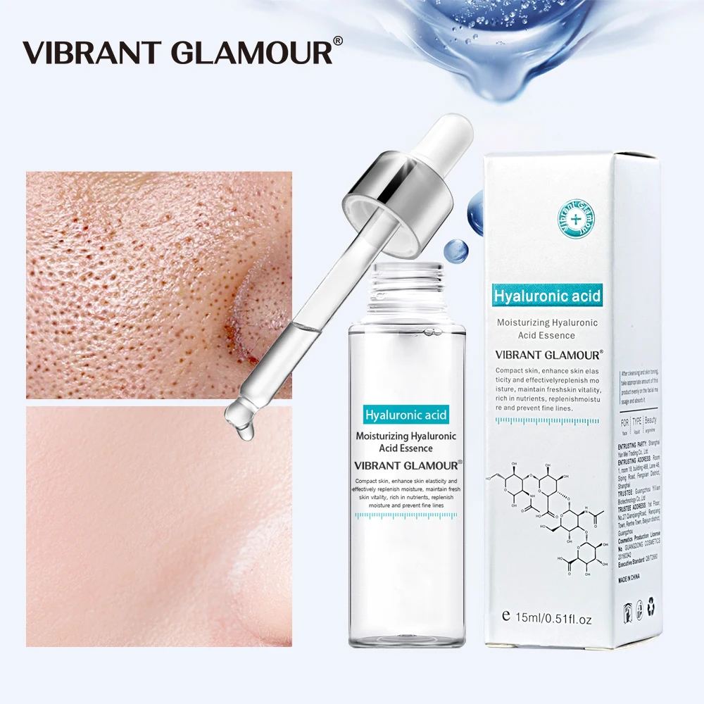 

VIBRANT GLAMOUR Hyaluronic Acid Face Serum Anti-Aging Shrink Pore Whitening Moisturizing Essence Face Cream Dry Skin Care 15ml