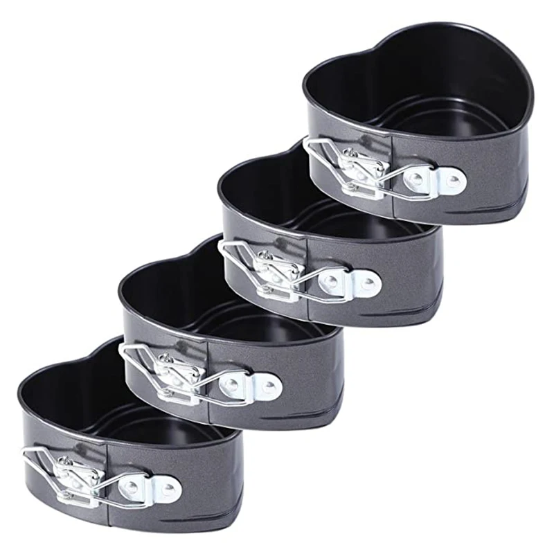 

4 PCS 4 inch Heart-shaped Cake Mould Non-stick Springform Baking Pan Roast Accessories VJ-Drop