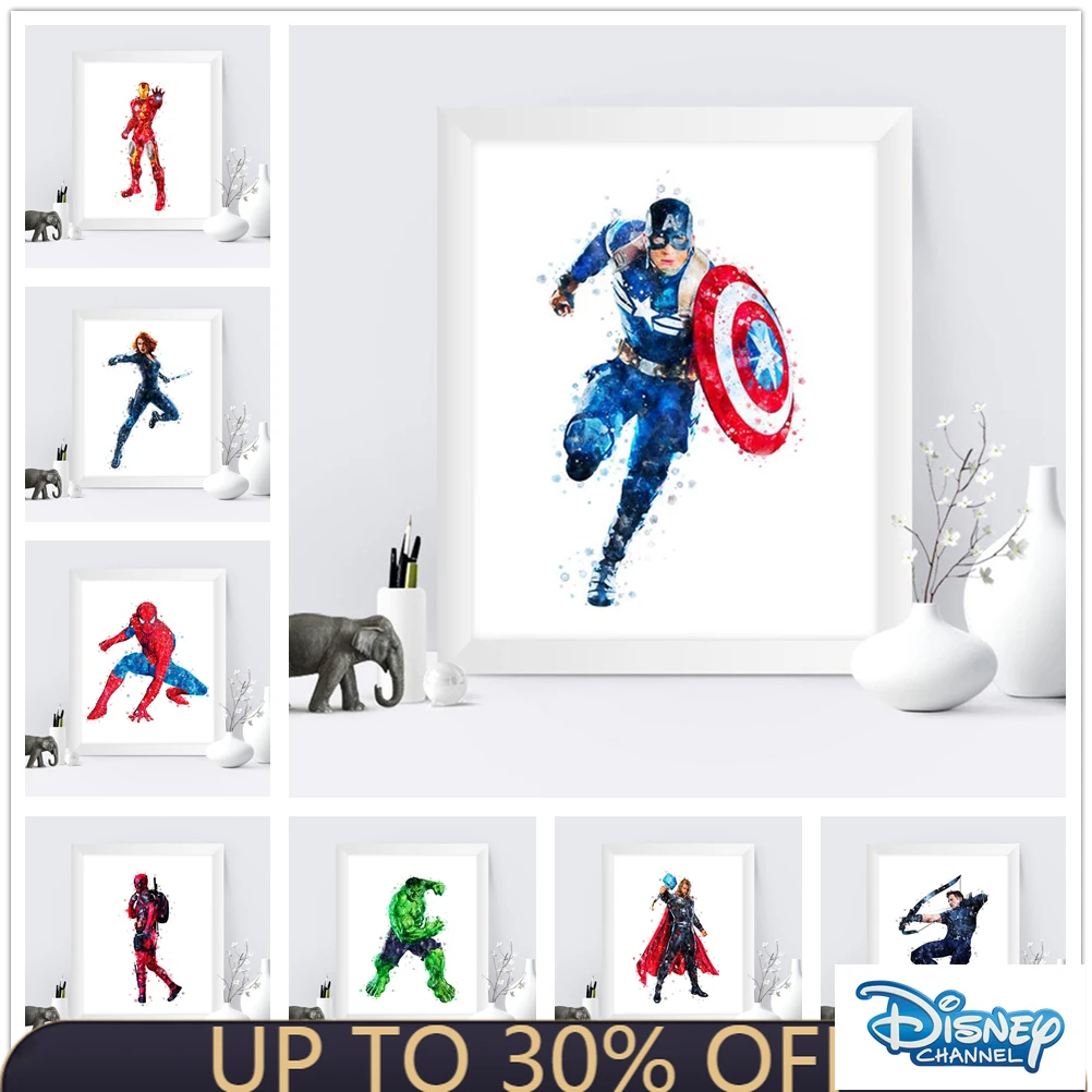 Акварельные художественные комиксы Marvel Мстители Железный человек Капитан