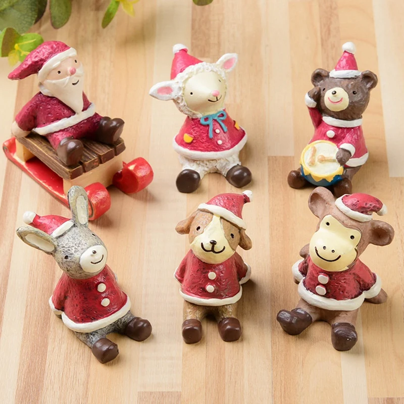 

1PC Resin Mini Figurine Christmas Santa Claus Cute Resin Toys DIY Garden Ornament Craft Kids Toys Home Decoration