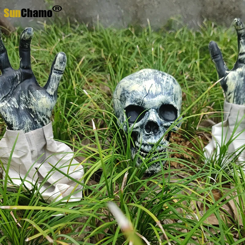 

Halloween Horror Skeleton Ground Inserted Ghost Grass Decoration Horror Scene Layout Atmosphere Props Skeleton Three Piece Set