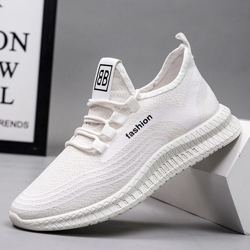 Outdoor Men Shoes White Black Sneakers Air Mesh Quick Dry Breathable Vulcanize 39-44 Running Jogger Mens Gym | Спорт и развлечения