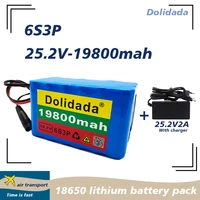new 24v 19800mah 6s3p 18650 battery lithium battery 25 2v electric bicycle moped electricli ion battery pack with charger