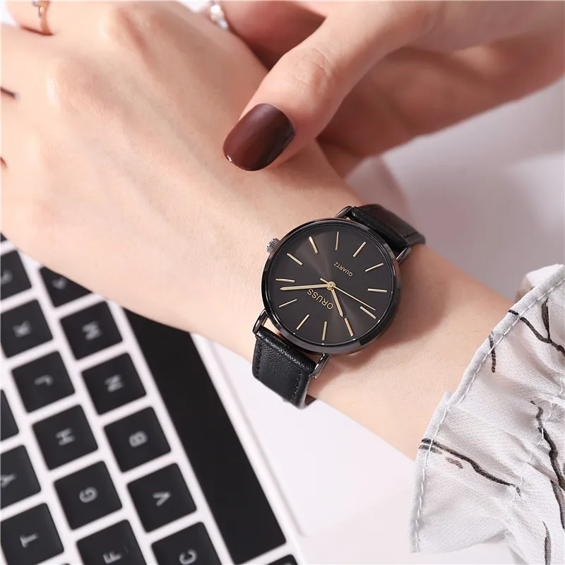

Elegant Men Women Simple Watches Female Watch Top Brand Luxury Fashion Wristwatches Leather Strap Quartz Watch Relogio Masculino