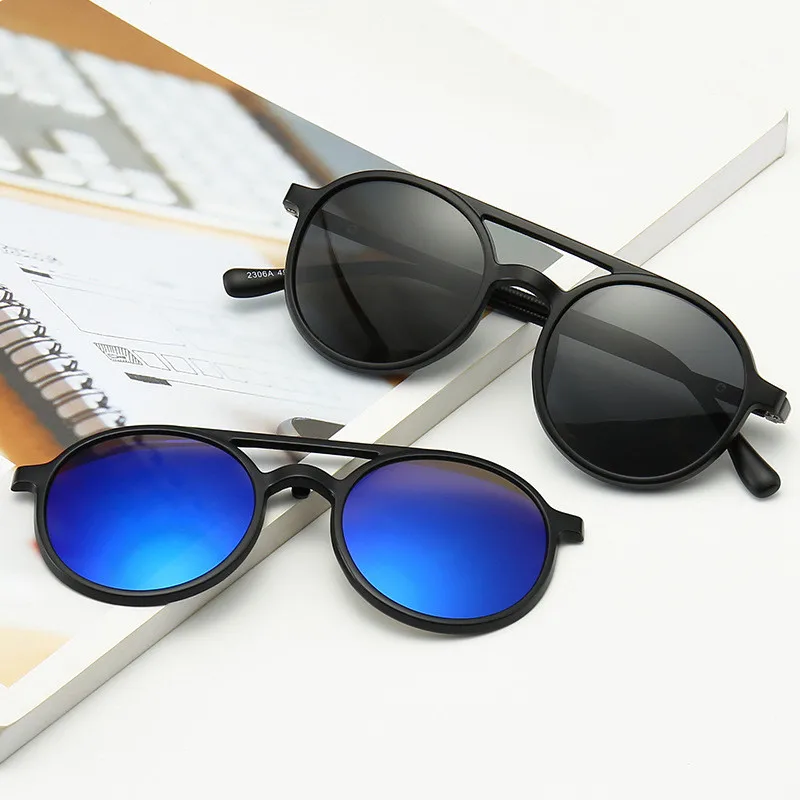 Круглые солнцезащитные очки 5 в 1 на застежке с поляризованным зеркалом Плоские