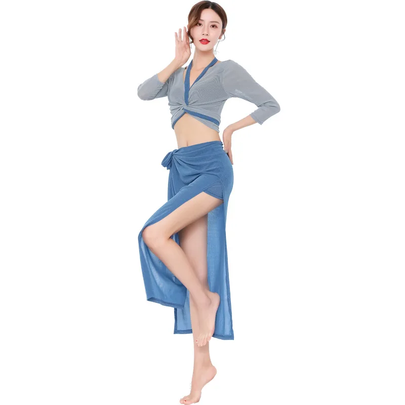 Женская сексуальная тренировочная одежда Топ Юбка комплект девушка танец живота