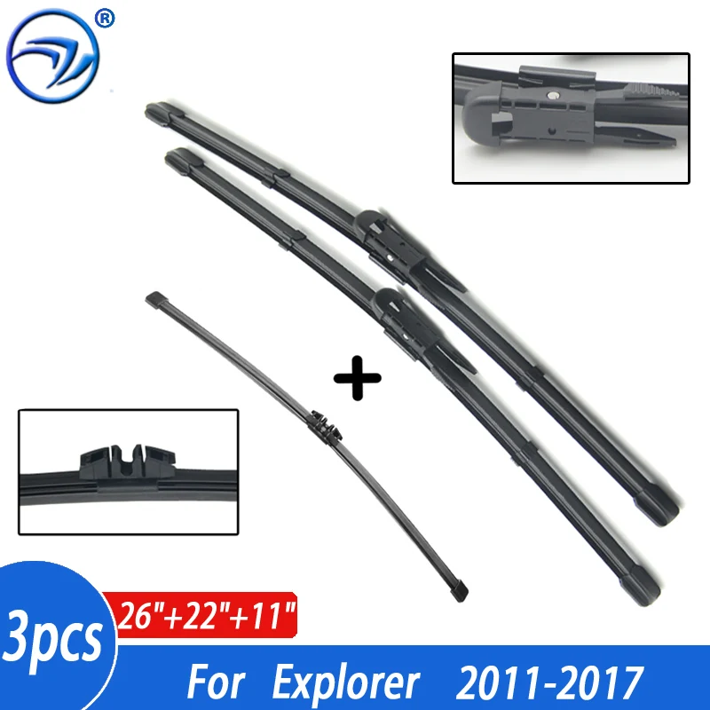 

Windshield Windscreen Wiper Blades For Ford Explorer 2011 2012 2013 2014 2015 2016 2017 Front Rear Window Wiper 26"22"11"