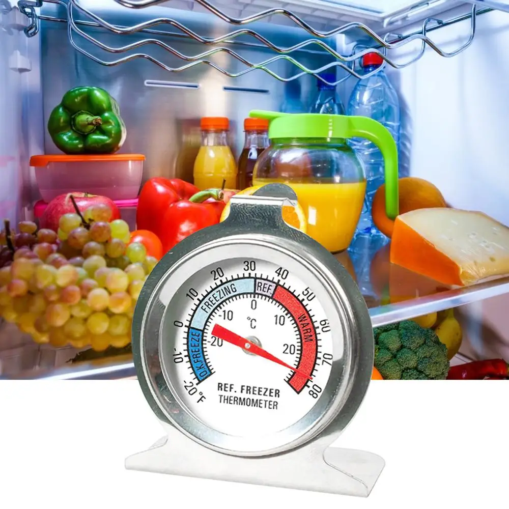 

Refrigerator Freezer Thermometer Fridge Refrigeration Temperature Gauge Home use Dial Type Stainless Steel
