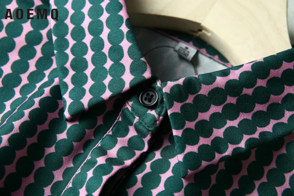 AOEMQ модные рубашки для ночного клуба молодых людей с принтом в горошек темного