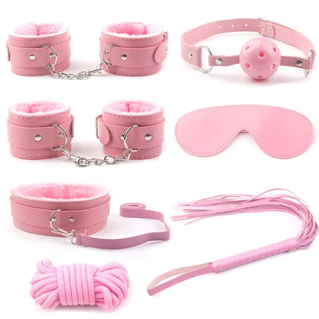 Sex Toys for Woman SM products leather bdsm handcuffs fur korek nipple clamps bell bondage mouth gag plug sex mask whip