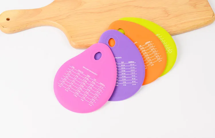 

DHL 50pcs Pot Pan Cleaning Silicone Bowl Scraper Cream Measuring Unit Conversion Spatula Baking Tool