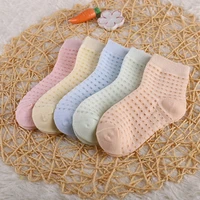 5 pairslot summer spring baby socks thin mesh cotton kids socks lovely macaron solid colors waffle parttern girls boys socks