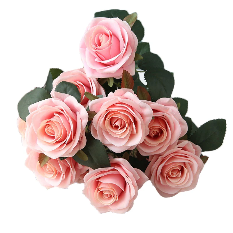 

10 Heads Silk Artificial Rose Flowers Buds Bouquet Flower Arrangement Home Decor Artificial Fake Rose Flowers For Wedding