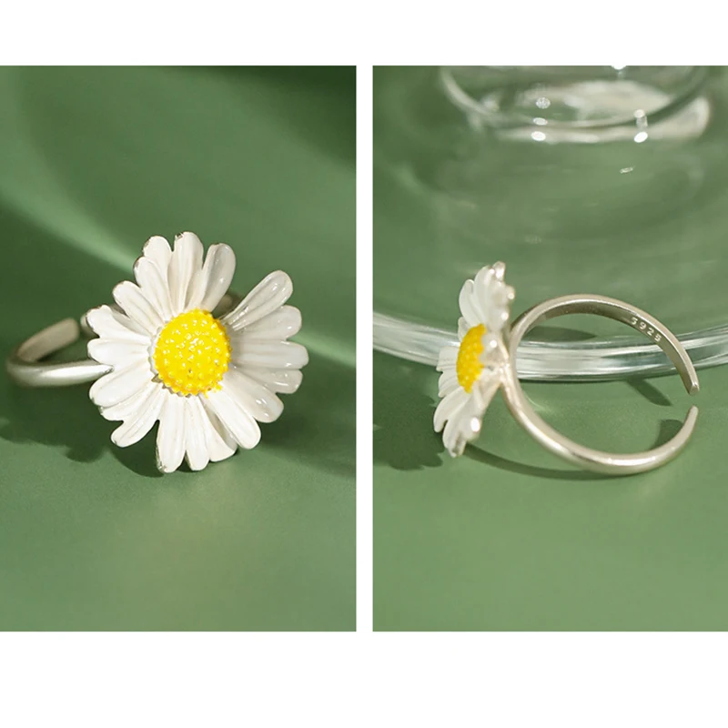 Женское кольцо с цветком маргаритки из серебра 2020 пробы|Кольца| |