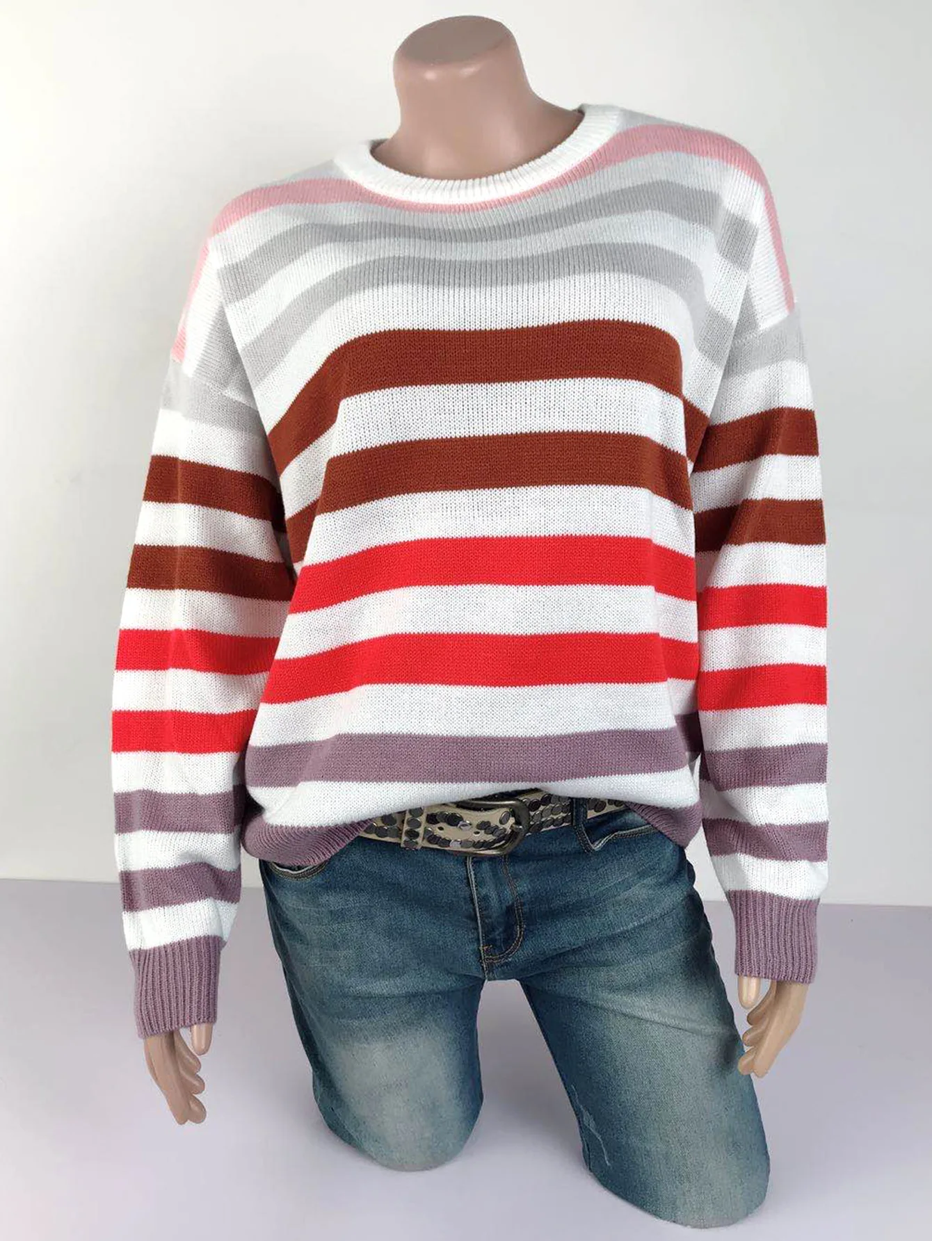 

Striped Sweater Korean Style Teenagers Knitwear O-neck Pullovers Fashion Streetwear Patchwork Loose Casual Thin Pullover Jumper