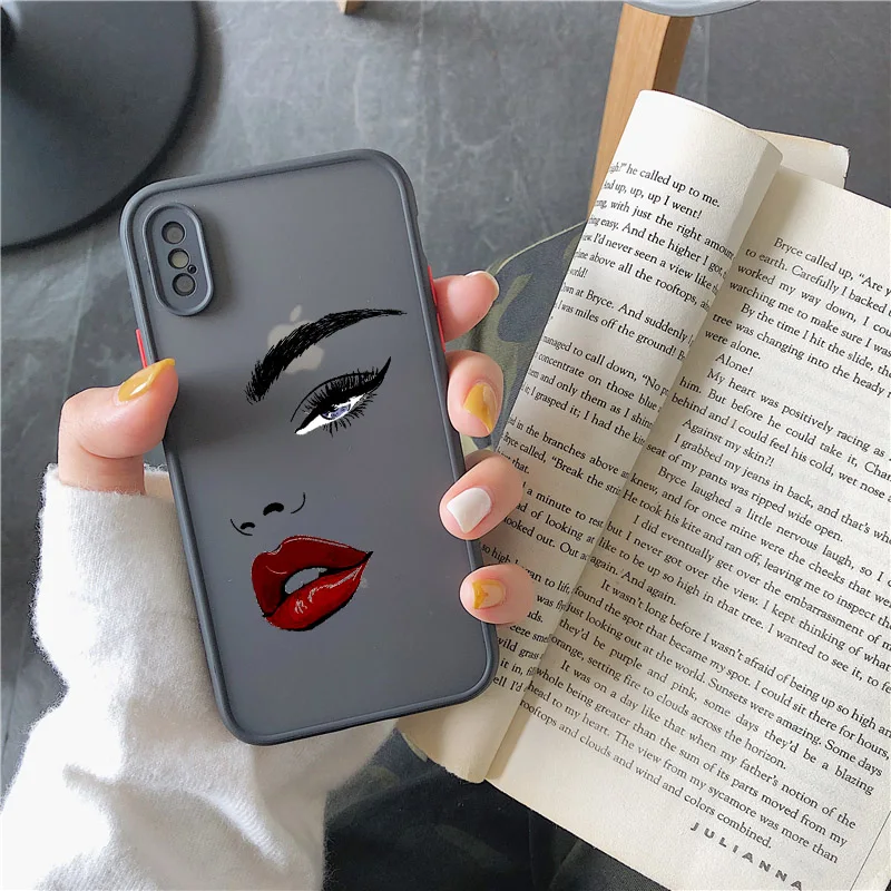 

Fashion Elegant Make up lady Red lips Case for iPhone 12 11 Pro Max 12 Mini X XS Max XR 8 7 6 6s Plus Hard Matte Back Cover