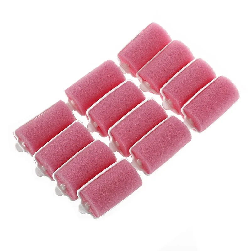 

12pcs Magic Sponge Foam Cushion Hair Styling Rollers Curlers Twist Tool Salon Pink