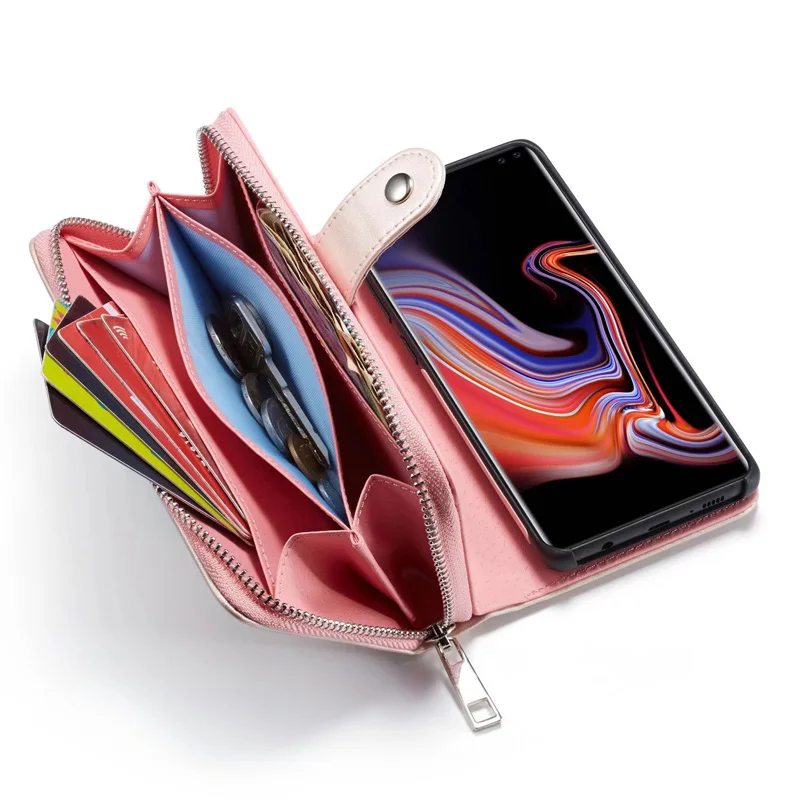 

Zipper Wallet Case For Samsung Note 10 9 8 Plus Cover For Galaxy S7 Edge S8 S9 10e Plus Woven Pattern 2in1 PU Leather Bag Case