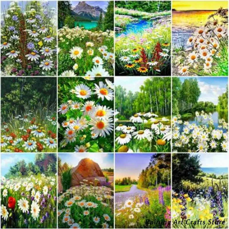 

Sale 5D Diy Diamond Painting Little Daisy Embroidery Full Round Square Drill Cross Stitch Kits Flower Mosaic Pictures Home Decor