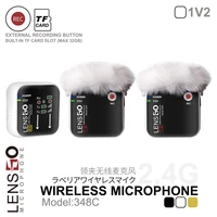 lensgo compact 348c wireless microphone systemrecorder with extra recording button with built in magnet clip for phone camera