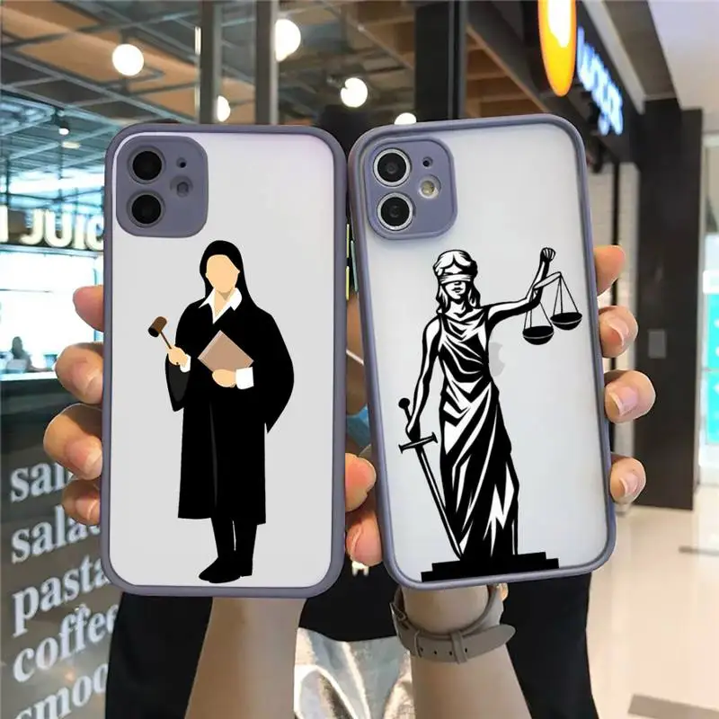 

Law Student Lawyer Judge Accessories Phone Case For iPhone 12 11 Mini Pro XR XS Max 7 8 Plus X Matte transparent Gray Back Cover
